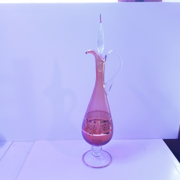 MCM Italian Etched gold Glass Decanter - Picture 3 of 16